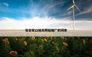 包含蛇口站长网站推广的词条