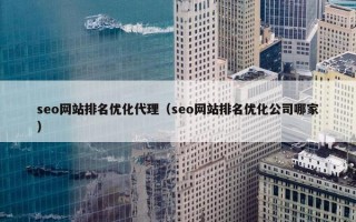 seo网站排名优化代理（seo网站排名优化公司哪家）