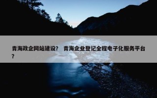 青海政企网站建设？ 青海企业登记全程电子化服务平台？