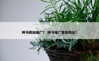 神马网站推广？ 神马推广登录地址？