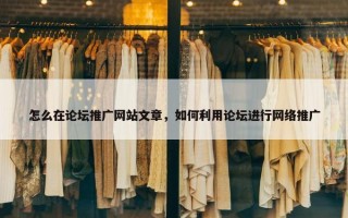 怎么在论坛推广网站文章，如何利用论坛进行网络推广