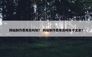 网站制作费用高吗知？ 网站制作费用高吗知乎文章？
