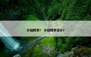 介绍网页？ 介绍网页设计？