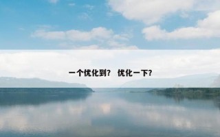 一个优化到？ 优化一下？