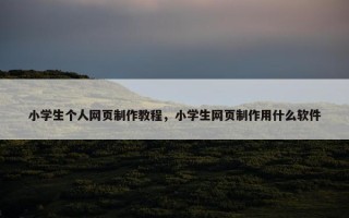小学生个人网页制作教程，小学生网页制作用什么软件