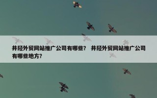 井陉外贸网站推广公司有哪些？ 井陉外贸网站推广公司有哪些地方？