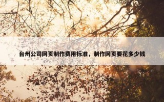 台州公司网页制作费用标准，制作网页要花多少钱