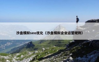 沙盘模拟seo优化（沙盘模拟企业运营规则）