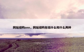 网站结构seo，网站结构包括什么和什么两种
