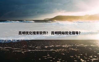 昆明优化搜索软件？ 昆明网站优化指导？