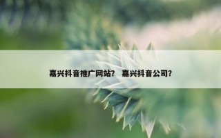 嘉兴抖音推广网站？ 嘉兴抖音公司？