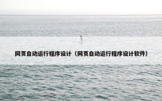 网页自动运行程序设计（网页自动运行程序设计软件）