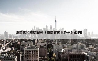 湖南优化成功案例（湖南省优化办干什么的）