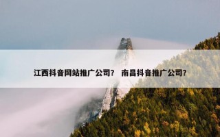 江西抖音网站推广公司？ 南昌抖音推广公司？