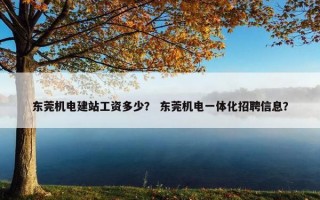 东莞机电建站工资多少？ 东莞机电一体化招聘信息？