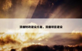 清廉财政建设方案，清廉项目建设