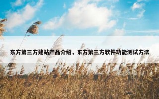 东方第三方建站产品介绍，东方第三方软件功能测试方法