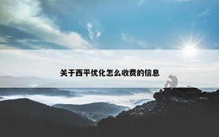 关于西平优化怎么收费的信息