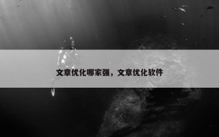 文章优化哪家强，文章优化软件