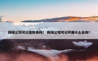 网络公司可以做财务吗？ 网络公司可以开展什么业务？