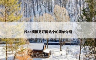 找ae模板更好网站个的简单介绍
