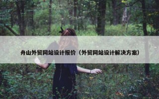 舟山外贸网站设计报价（外贸网站设计解决方案）