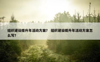 组织建设提升年活动方案？ 组织建设提升年活动方案怎么写？