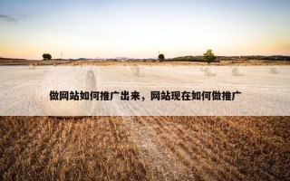 做网站如何推广出来，网站现在如何做推广