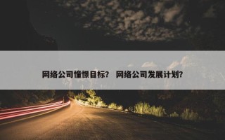 网络公司憧憬目标？ 网络公司发展计划？