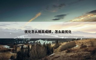 优化怎么提高成绩，怎么能优化