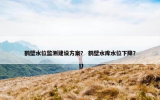 鹤壁水位监测建设方案？ 鹤壁水库水位下降？