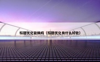 标题优化能换吗（标题优化有什么好处）