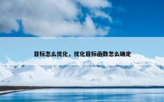 目标怎么优化，优化目标函数怎么确定