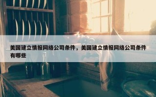 美国建立情报网络公司条件，美国建立情报网络公司条件有哪些