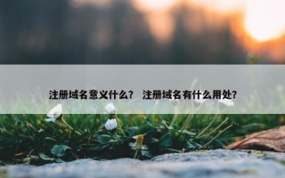 注册域名意义什么？ 注册域名有什么用处？