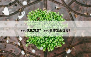 seo优化方法？ seo具体怎么优化？