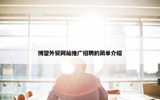 博望外贸网站推广招聘的简单介绍