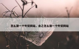 怎么建一个外贸网站，自己怎么做一个外贸网站