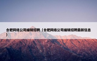 合肥网络公司编辑招聘（合肥网络公司编辑招聘最新信息）