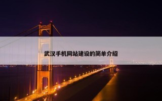 武汉手机网站建设的简单介绍