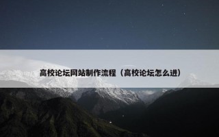 高校论坛网站制作流程（高校论坛怎么进）