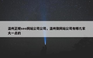 温州正规seo网站公司公司，温州做网站公司有哪几家大一点的