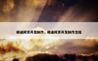 精通网页开发制作，精通网页开发制作流程