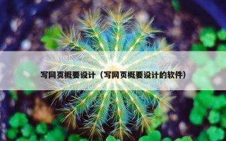 写网页概要设计（写网页概要设计的软件）