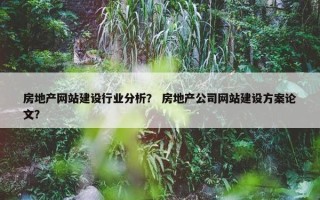 房地产网站建设行业分析？ 房地产公司网站建设方案论文？