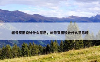 帐号页面设计什么意思，帐号页面设计什么意思呀