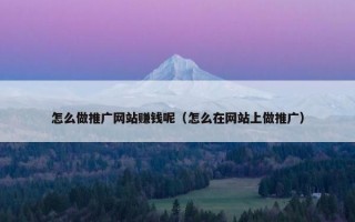 怎么做推广网站赚钱呢（怎么在网站上做推广）