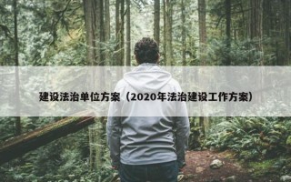 建设法治单位方案（2020年法治建设工作方案）
