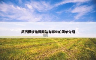 简历模板推荐网站有哪些的简单介绍