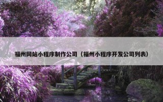 福州网站小程序制作公司（福州小程序开发公司列表）